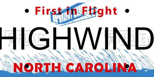HIGHWIND North Carolina License Plate