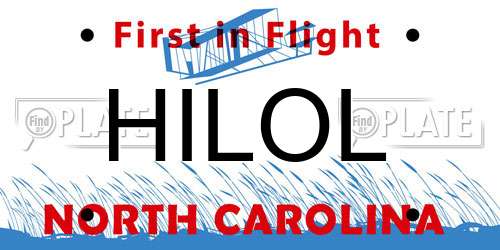 HILOL North Carolina License Plate