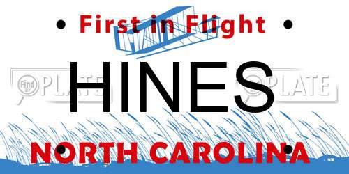 HINES North Carolina License Plate