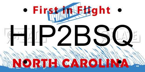 HIP2BSQ North Carolina License Plate