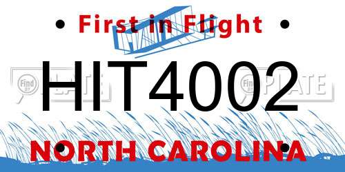 HIT4002 North Carolina License Plate