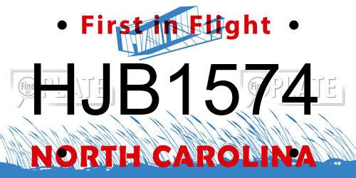 HJB1574 North Carolina License Plate