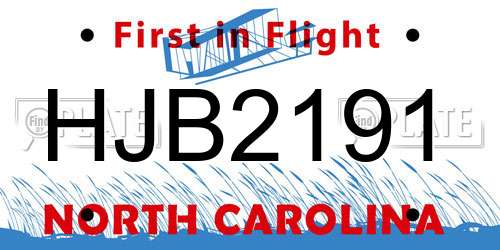 HJB2191 North Carolina License Plate