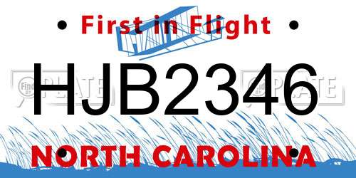 HJB2346 North Carolina License Plate