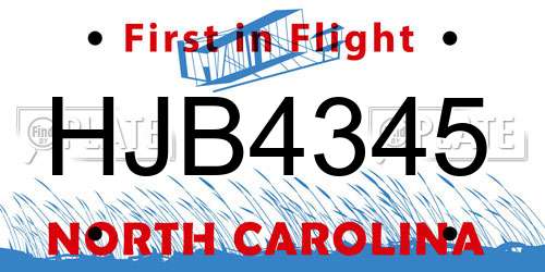 HJB4345 North Carolina License Plate