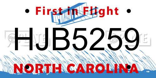 HJB5259 North Carolina License Plate