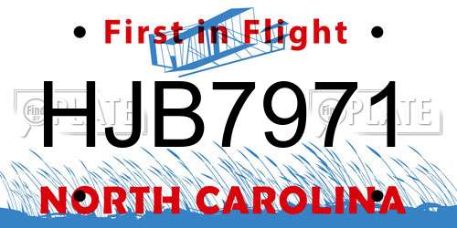 HJB7971 North Carolina License Plate