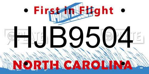 HJB9504 North Carolina License Plate