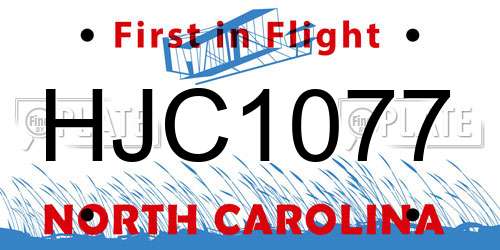 HJC1077 North Carolina License Plate