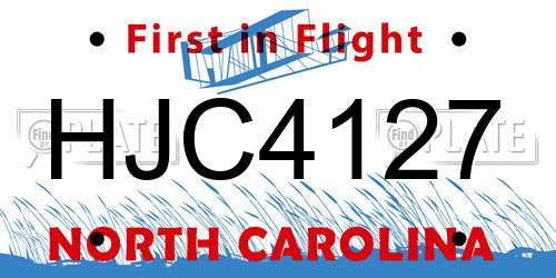 HJC4127 North Carolina License Plate