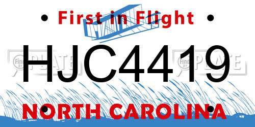 HJC4419 North Carolina License Plate