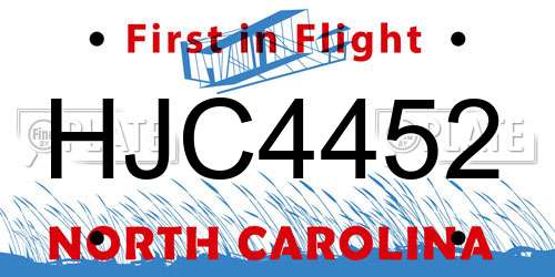 HJC4452 North Carolina License Plate