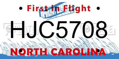 HJC5708 North Carolina License Plate