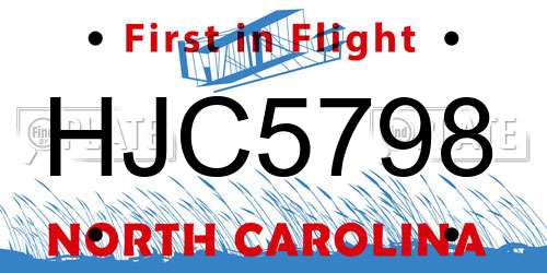 HJC5798 North Carolina License Plate