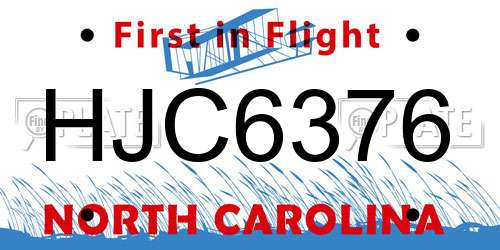 HJC6376 North Carolina License Plate