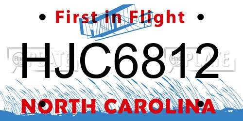 HJC6812 North Carolina License Plate