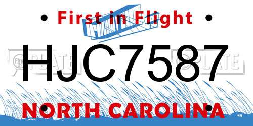 HJC7587 North Carolina License Plate
