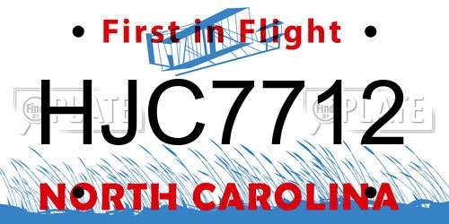 HJC7712 North Carolina License Plate
