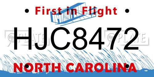 HJC8472 North Carolina License Plate