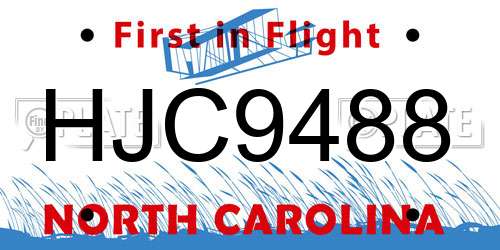 HJC9488 North Carolina License Plate