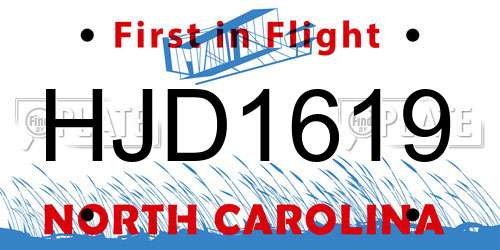 HJD1619 North Carolina License Plate