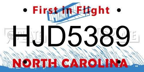 HJD5389 North Carolina License Plate