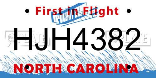 HJH4382 North Carolina License Plate