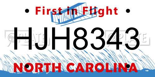 HJH8343 North Carolina License Plate
