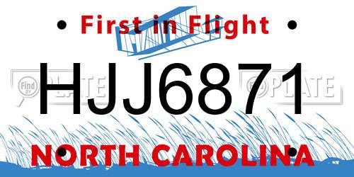 HJJ6871 North Carolina License Plate