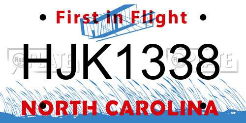 HJK1338 North Carolina License Plate