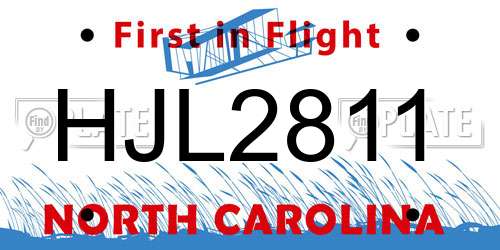 HJL2811 North Carolina License Plate