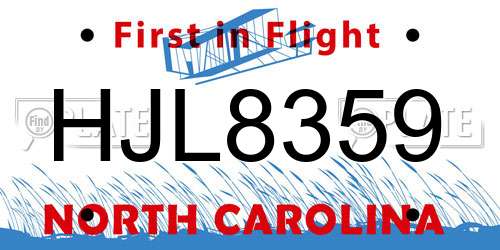 HJL8359 North Carolina License Plate