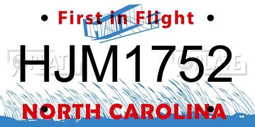 HJM1752 North Carolina License Plate