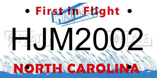 HJM2002 North Carolina License Plate