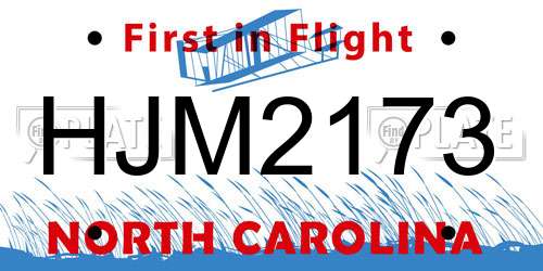 HJM2173 North Carolina License Plate