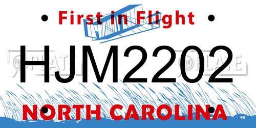 HJM2202 North Carolina License Plate