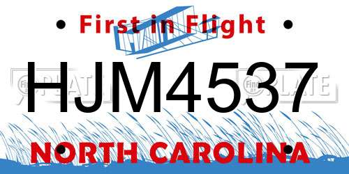 HJM4537 North Carolina License Plate