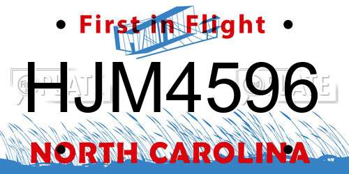HJM4596 North Carolina License Plate