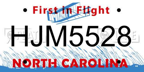 HJM5528 North Carolina License Plate