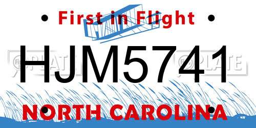HJM5741 North Carolina License Plate