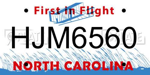 HJM6560 North Carolina License Plate