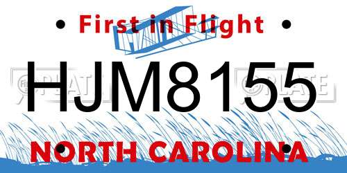 HJM8155 North Carolina License Plate