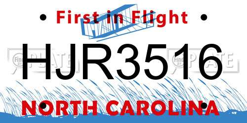 HJR3516 North Carolina License Plate
