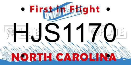 HJS1170 North Carolina License Plate