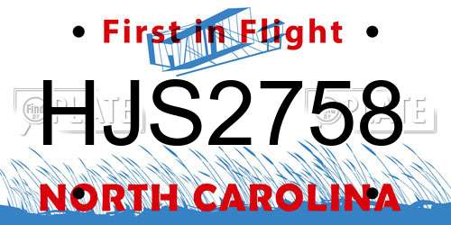 HJS2758 North Carolina License Plate