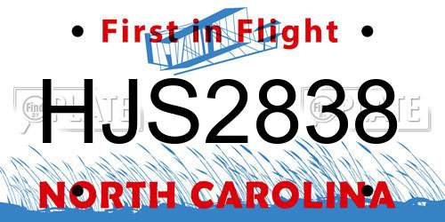HJS2838 North Carolina License Plate