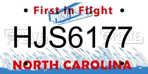 HJS6177 North Carolina License Plate