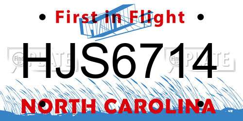 HJS6714 North Carolina License Plate