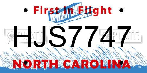 HJS7747 North Carolina License Plate