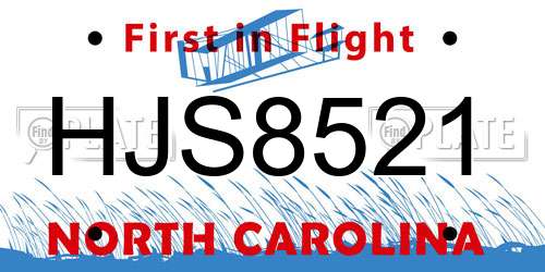 HJS8521 North Carolina License Plate